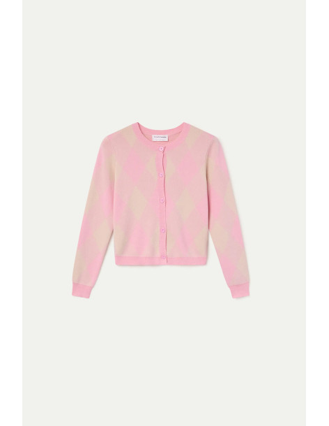 COMPANIA FANTASTICA Pink diamond pattern knit cardigan 61C/10206 | BON FASHION