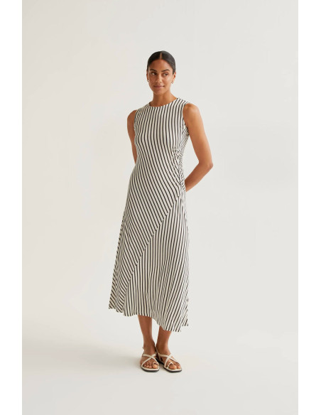 COMPANIA FANTASTICA Long dress with black striped print 61C/41041