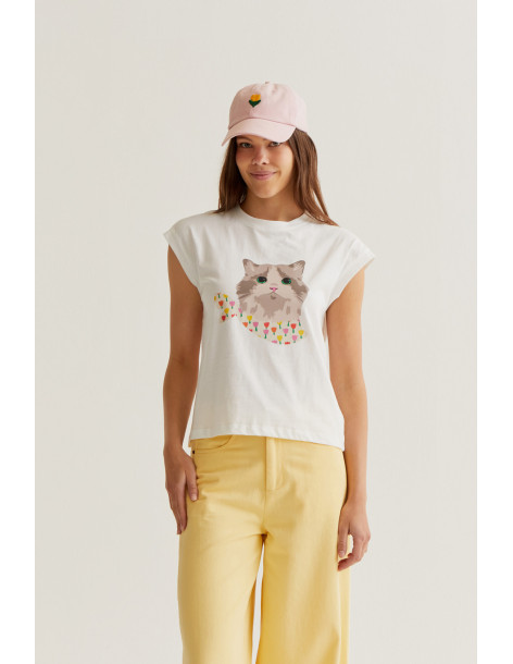 COMPANIA FANTASTICA T-Shirt with cat print 61C/42010