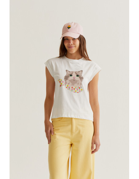 COMPANIA FANTASTICA T-Shirt with cat print 61C/42010