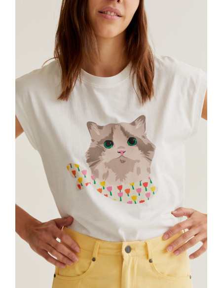 COMPANIA FANTASTICA T-Shirt with cat print 61C/42010 | BON FASHION