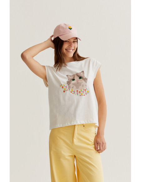 COMPANIA FANTASTICA T-Shirt with cat print 61C/42010 | BON FASHION
