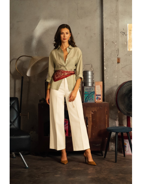 ORAIJE PARIS Pantalon Ankle Wide - Eleonorette JD649-WHITE