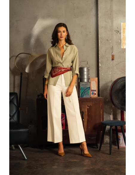 ORAIJE PARIS Pantalon Ankle Wide - Eleonorette JD649-WHITE