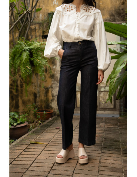 ORAIJE PARIS Eleonore Fluid Jeans Full Length JD650-NAVY