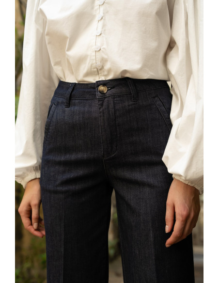 ORAIJE PARIS Eleonore Fluid Jeans Full Length JD650-NAVY | BON FASHION
