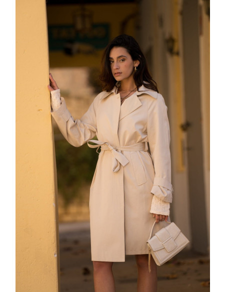 ESCADELLE Long cotton trench coat 5270-BEIGE