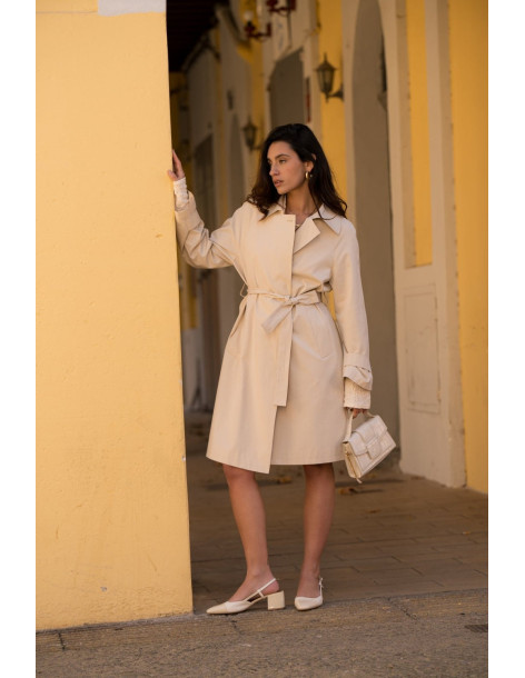 ESCADELLE Long cotton trench coat 5270-BEIGE | BON FASHION