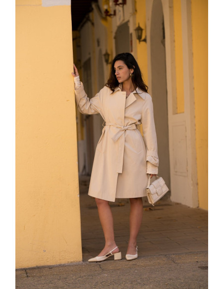 ESCADELLE Long cotton trench coat 5270-BEIGE | BON FASHION