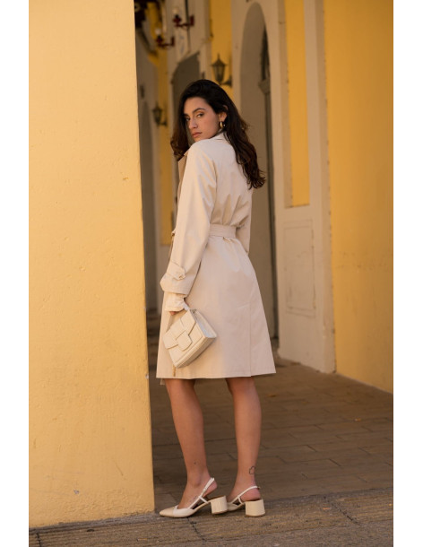 ESCADELLE Long cotton trench coat 5270-BEIGE | BON FASHION