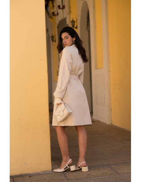 ESCADELLE Long cotton trench coat 5270-BEIGE | BON FASHION