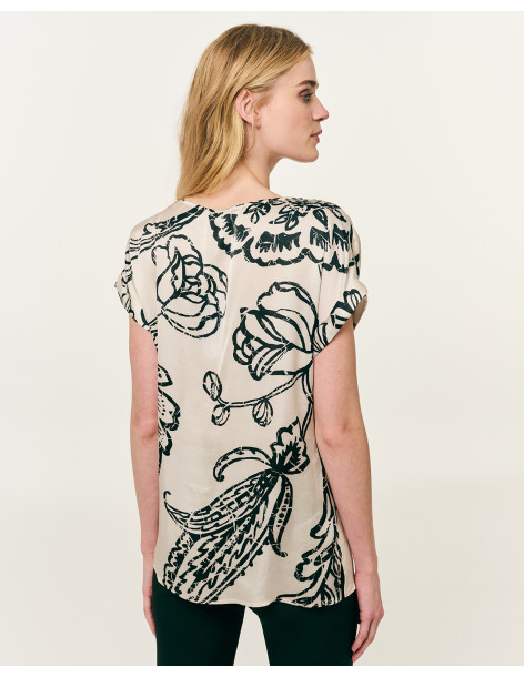 FOREL Μπλούζα εμπριμέ "V" 082.10.01.014-ΜΑΥΡΟ | BON FASHION