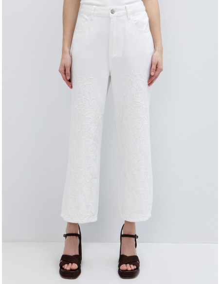 TOI & MOI Culotte τζιν με κέντημα 20-5773-ΛΕΥΚΟ | BON FASHION
