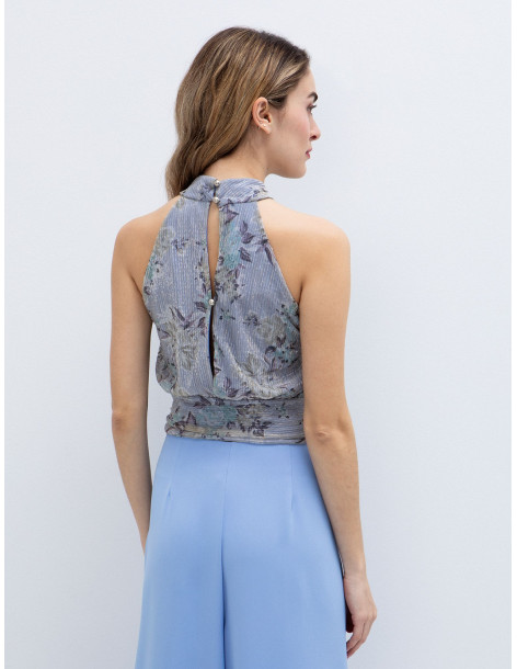 TOI & MOI Halter τοπ φλοράλ 30-5766-126-ΣΙΕΛ 2