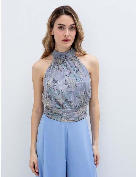 TOI & MOI Halter τοπ φλοράλ 30-5766-126-ΣΙΕΛ