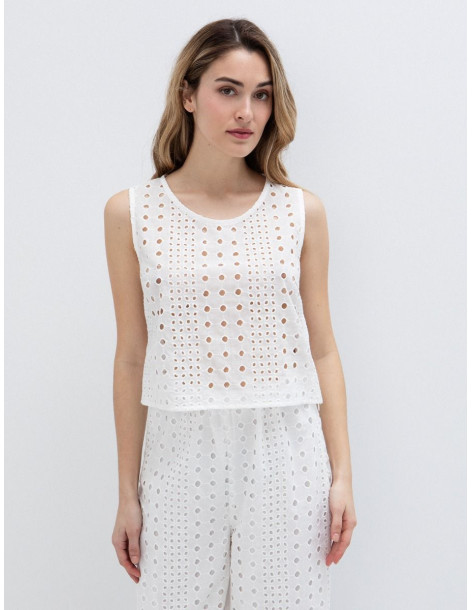 TOI & MOI Broderie μπλούζα 30-5790-126-ΛΕΥΚΟ