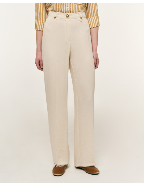 FOREL Παντελόνι σε ίσια γραμμή 082.20.01.015-ΒΑΝΙΛΙΑ | BON FASHION