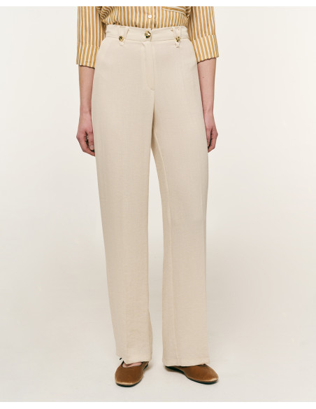 FOREL Παντελόνι σε ίσια γραμμή 082.20.01.015-ΒΑΝΙΛΙΑ | BON FASHION
