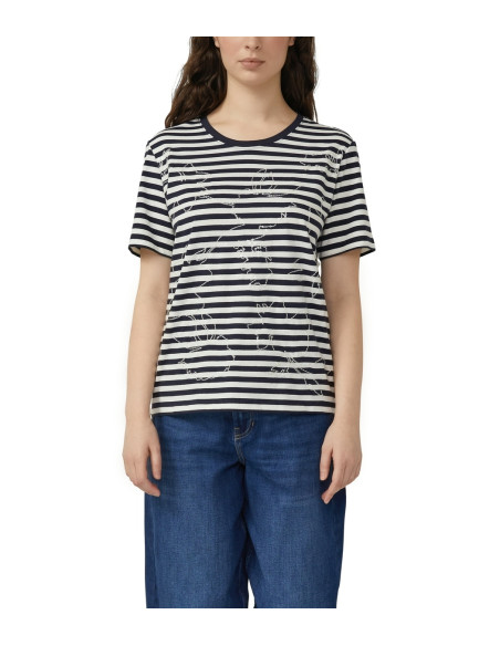S.OLIVER Striped cotton T-shirt with sequins 2176227-59G4 | BON FASHION