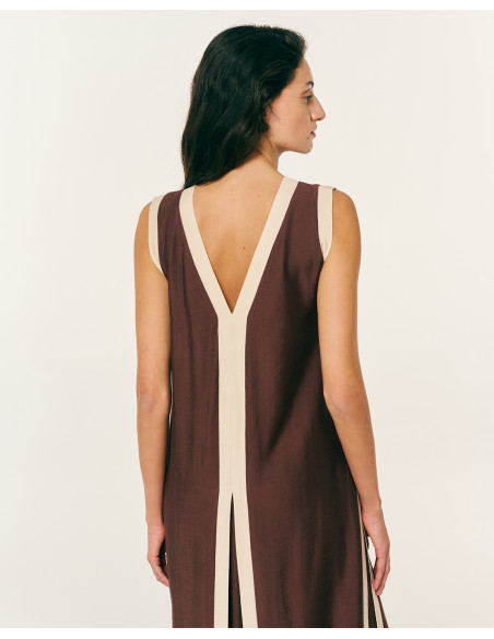 FOREL Φόρεμα σε διχρωμία maxi 082.50.01.006-ΣΟΚΟΛΑ | BON FASHION