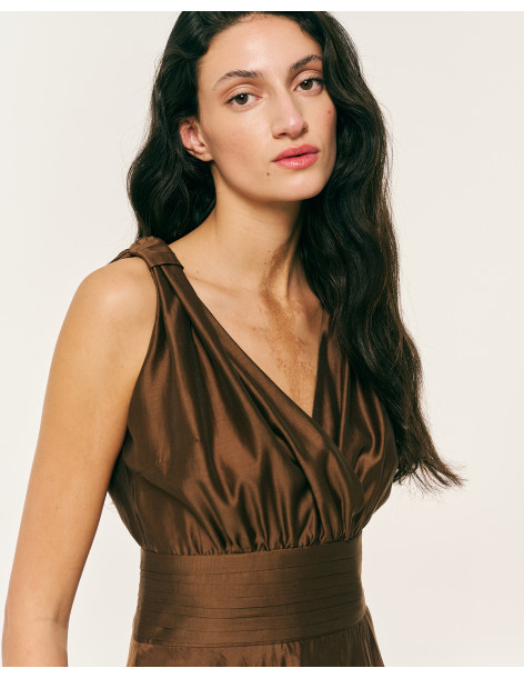 FOREL Φόρεμα maxi μεσάτο με βολάν 082.50.01.100-ΣΟΚΟΛΑ | BON FASHION