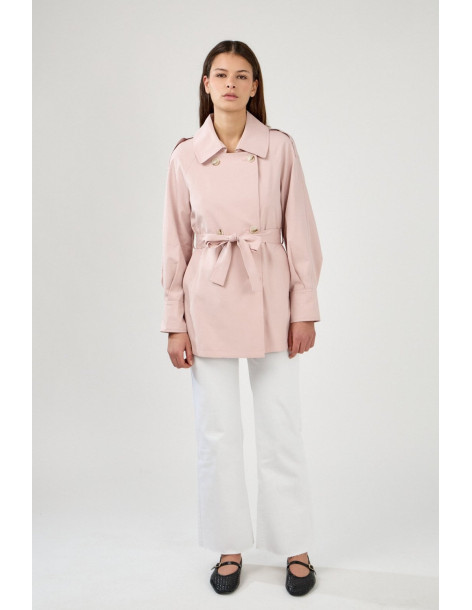 ESCADELLE Buttoned cotton jacket with belt 5269-ROSE