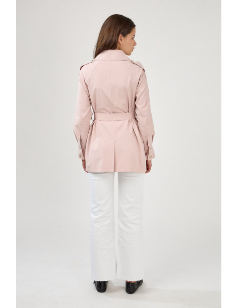 ESCADELLE Buttoned cotton jacket with belt 5269-ROSE | BON FASHION