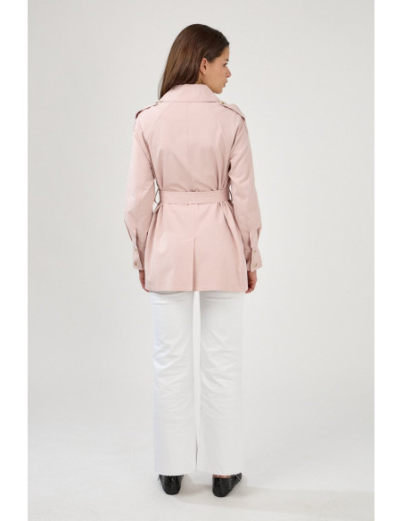 ESCADELLE Buttoned cotton jacket with belt 5269-ROSE | BON FASHION