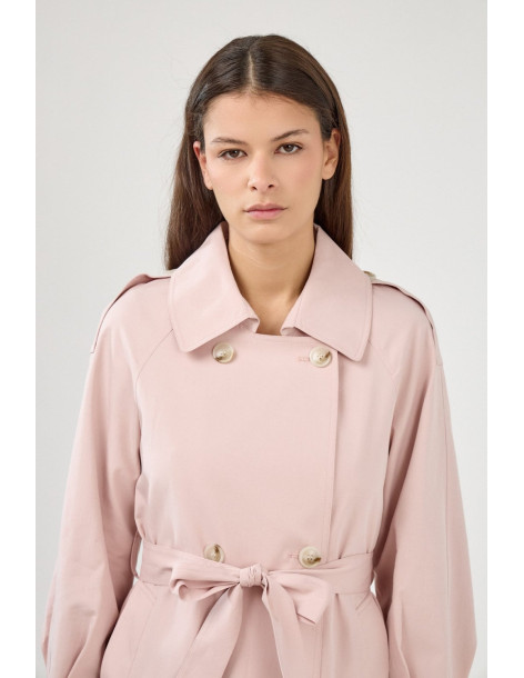 ESCADELLE Buttoned cotton jacket with belt 5269-ROSE | BON FASHION