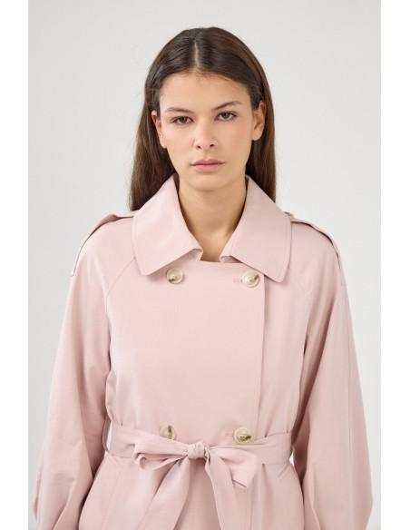 ESCADELLE Buttoned cotton jacket with belt 5269-ROSE | BON FASHION