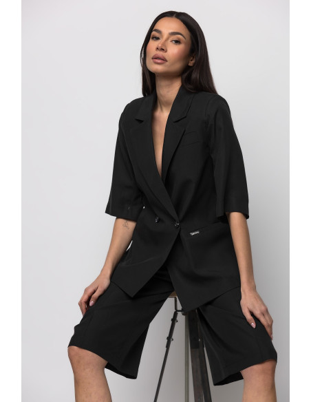 DONNA MARTHA Σακάκι κοντομάνικο κίτρινο 26556-1-ΜΑΥΡΟ | BON FASHION