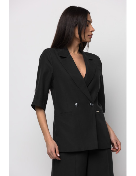 DONNA MARTHA Σακάκι κοντομάνικο κίτρινο 26556-1-ΜΑΥΡΟ | BON FASHION