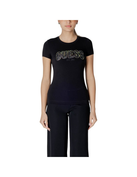 GUESS T-shirt slim με λογότυπο W5GI104-J1314-ΜΑΥΡΟ