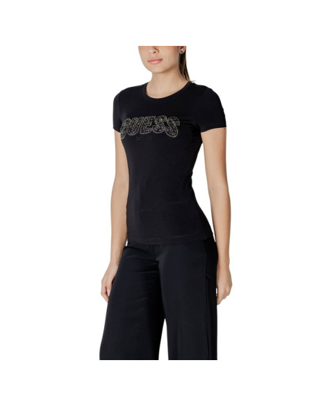 GUESS T-shirt slim με λογότυπο W5GI104-J1314-ΜΑΥΡΟ | BON FASHION