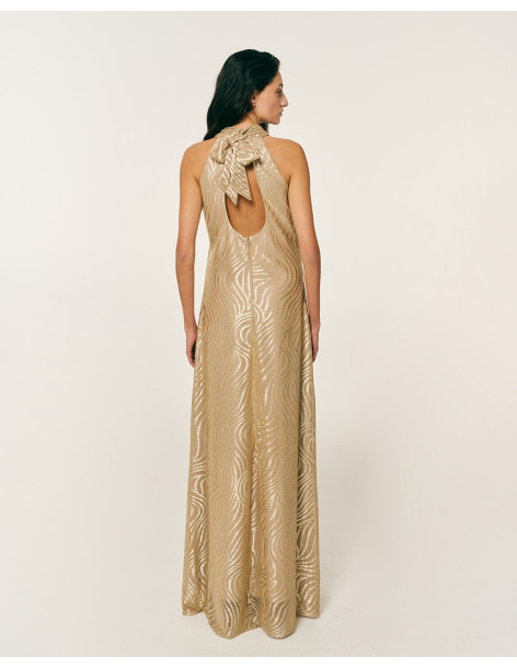 FOREL Φόρεμα maxi halter 082.50.01.124-ΧΡΥΣΟ | BON FASHION
