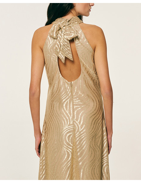 FOREL Φόρεμα maxi halter 082.50.01.124-ΧΡΥΣΟ | BON FASHION