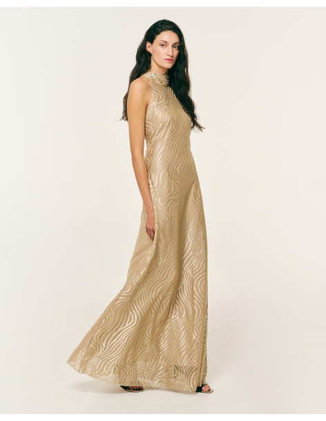 FOREL Φόρεμα maxi halter 082.50.01.124-ΧΡΥΣΟ