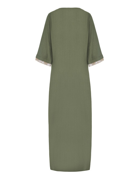 FOREL Φόρεμα με "V" και τρέσα 082.50.01.177-ΧΑΚΙ | BON FASHION