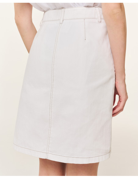 FOREL Φούστα τζιν κοντή 082.00.01.010-ΛΕΥΚΟ | BON FASHION