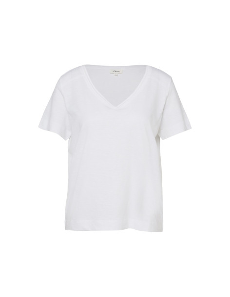 S.OLIVER Flame yarn T-shirt with neckline detail 2176253-0100 | BON FASHION