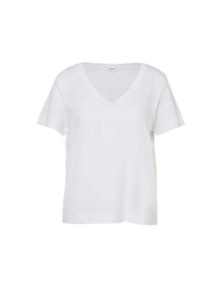 S.OLIVER Flame yarn T-shirt with neckline detail 2176253-0100 | BON FASHION