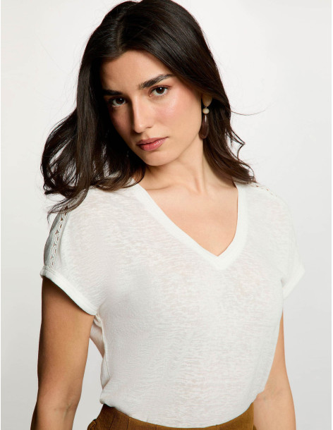 MORGAN V-neck short-sleeve t-shirt white women 261-DSAMIR