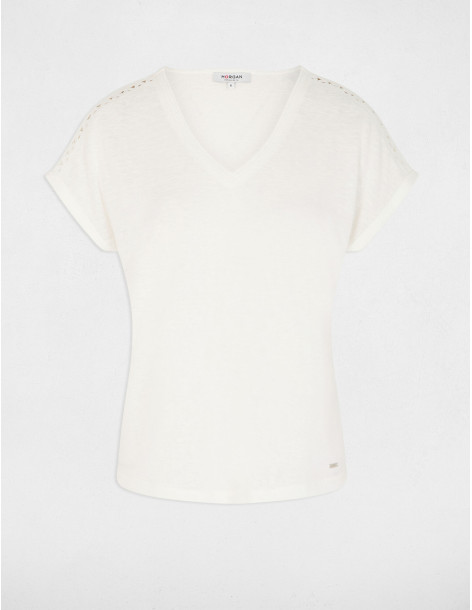 MORGAN V-neck short-sleeve t-shirt white women 261-DSAMIR