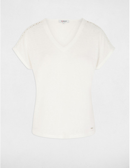 MORGAN V-neck short-sleeve t-shirt white women 261-DSAMIR