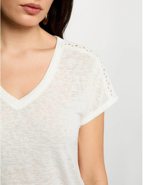 MORGAN V-neck short-sleeve t-shirt white women 261-DSAMIR