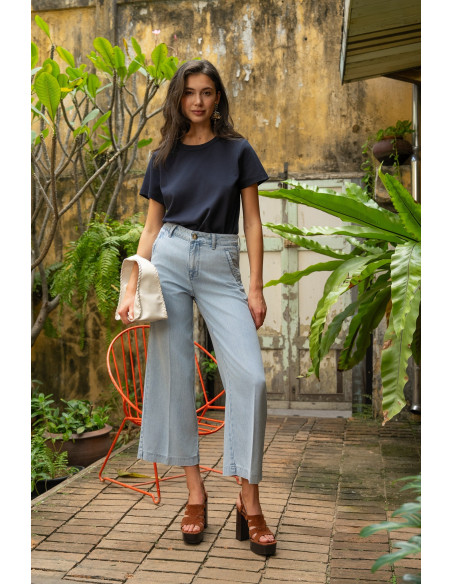 ORAIJE PARIS Pantalon Ankle Wide - Eleonorette JD649-LIGHT BLUE