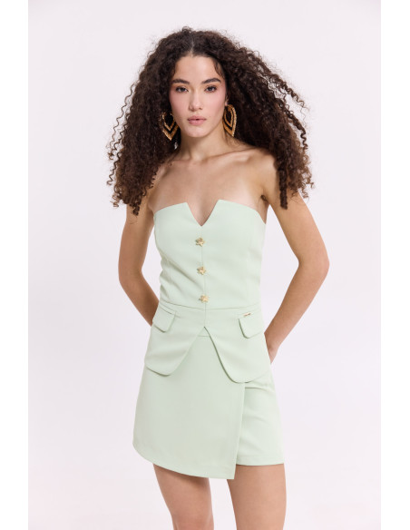 DONNA MARTHA Μπλούζα στραπλές 26652-1-ΜΕΝΤΑ | BON FASHION
