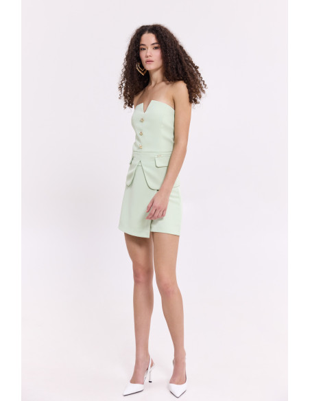 DONNA MARTHA Μπλούζα στραπλές 26652-1-ΜΕΝΤΑ | BON FASHION