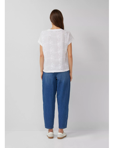 S.OLIVER T-shirt in fabric mix with 3D embroidery 2176260-0100