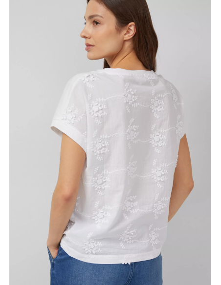 S.OLIVER T-shirt in fabric mix with 3D embroidery 2176260-0100